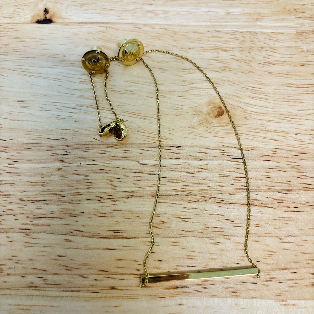 Michael Kors Gold Bar Necklace and earrings
